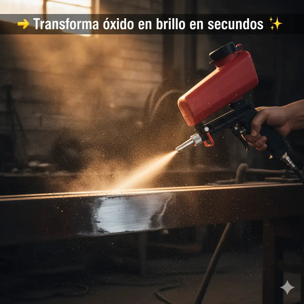 Pistola de Arena - Limpiadora de óxido y pintura por aire comprimido – deja tus piezas listas en minutos