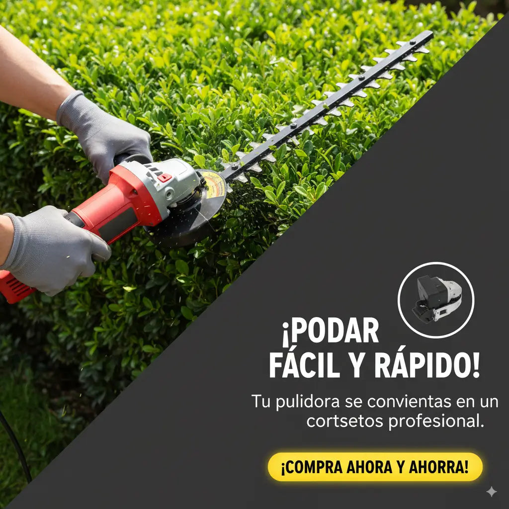 Podadora Profesional para Setos y Arbustos - Transforma tu pulidora en una poderosa podadora