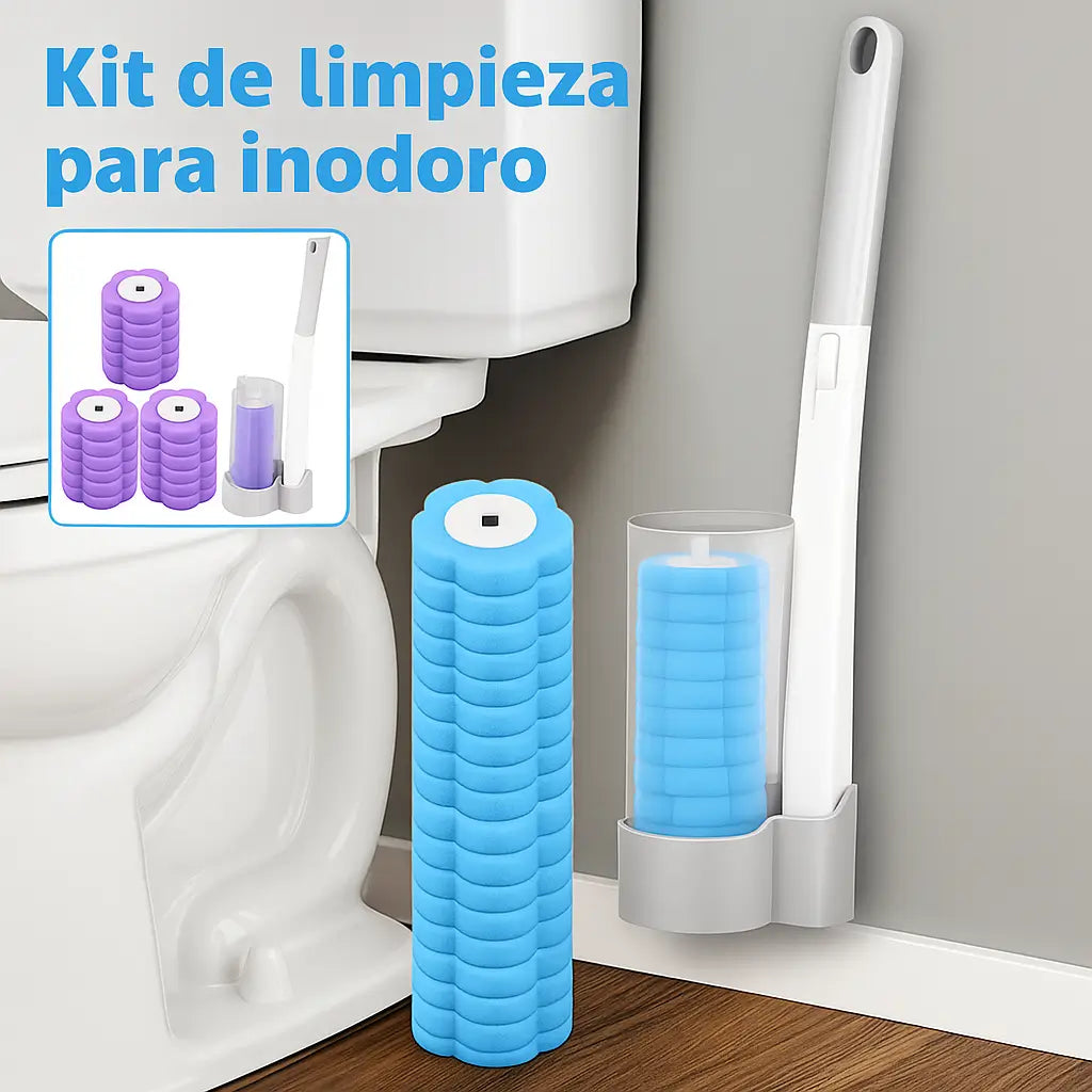 HigienePlus® - Cepillo con 16 Almohadillas para Inodoro