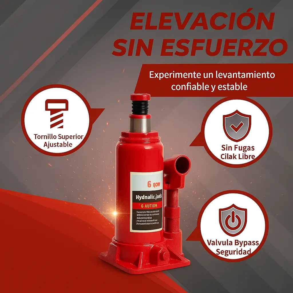 Gato Hidráulico 5 TONELADAS- Potencia Real en Tus Manos - Resistente, Seguro y Listo para lo Que Sea