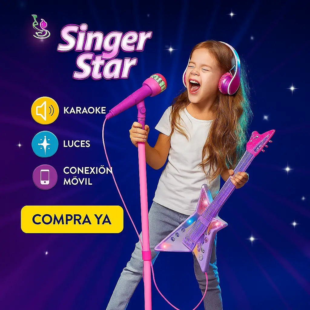 SingerStar® ¡Convierte a tu hijo en una estrella con la guitarra y micrófono que lo hará brillar!